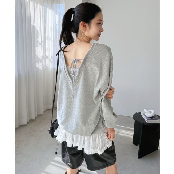 バックディープVネックボリュームウラゲプルオーバー | Jewelobe | 詳細画像5 