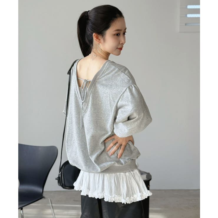 バックディープVネックボリュームウラゲプルオーバー | Jewelobe | 詳細画像6 