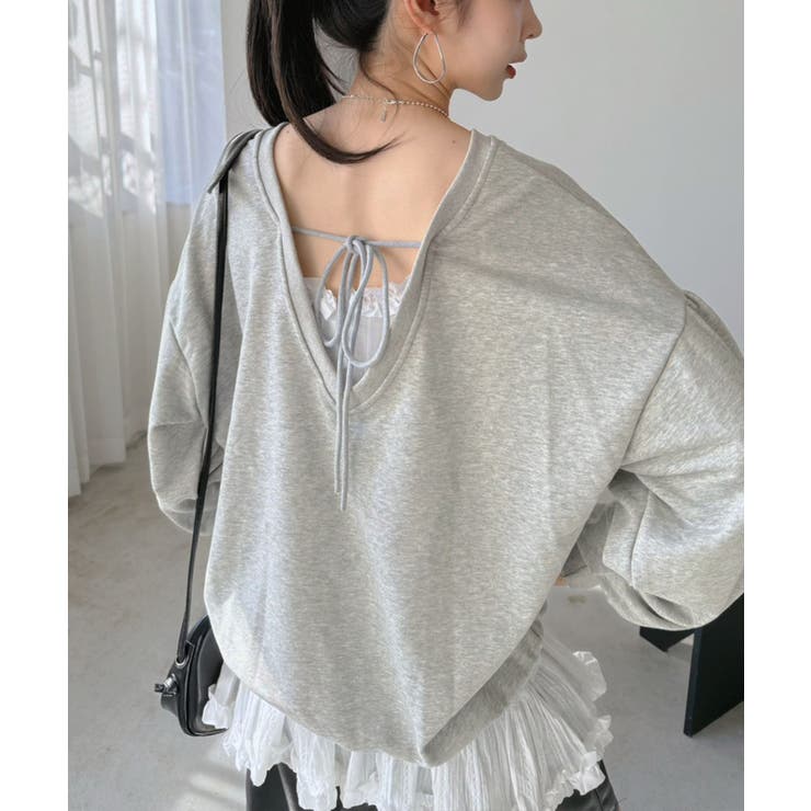 バックディープVネックボリュームウラゲプルオーバー | Jewelobe | 詳細画像7 