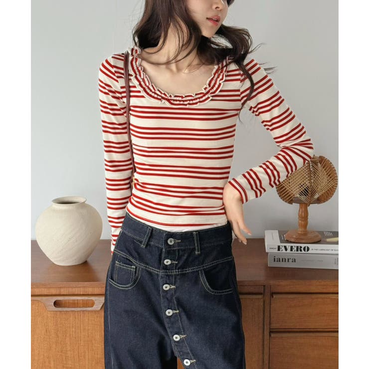 バックストラップボーダータイトカットソー | Jewelobe | 詳細画像1 