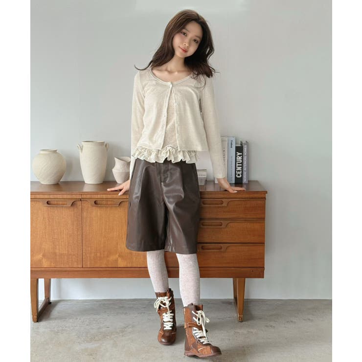 ショートカーディガン×ドットフリルキャミソールアンサンブル | Jewelobe | 詳細画像13 