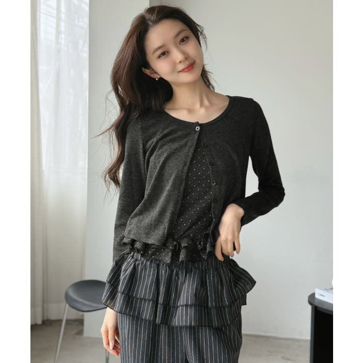 ショートカーディガン×ドットフリルキャミソールアンサンブル | Jewelobe | 詳細画像17 