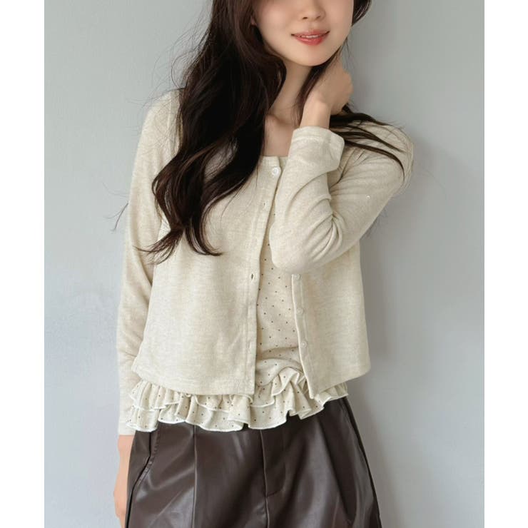 ショートカーディガン×ドットフリルキャミソールアンサンブル | Jewelobe | 詳細画像2 