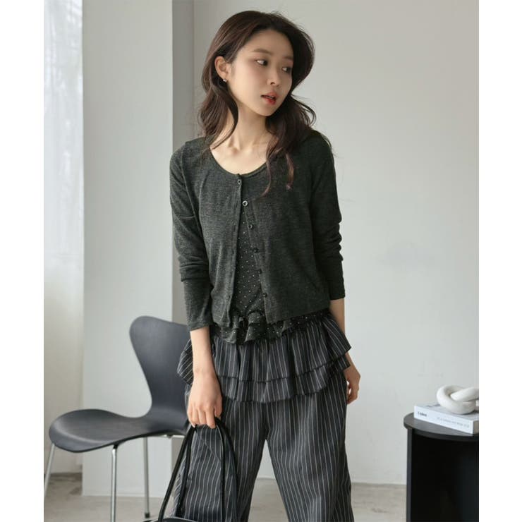 ショートカーディガン×ドットフリルキャミソールアンサンブル | Jewelobe | 詳細画像21 