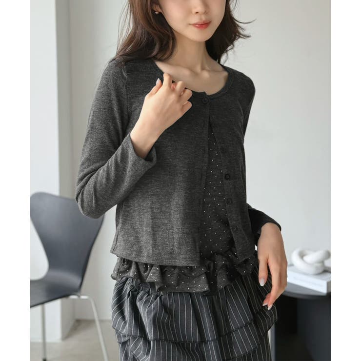 ショートカーディガン×ドットフリルキャミソールアンサンブル | Jewelobe | 詳細画像22 