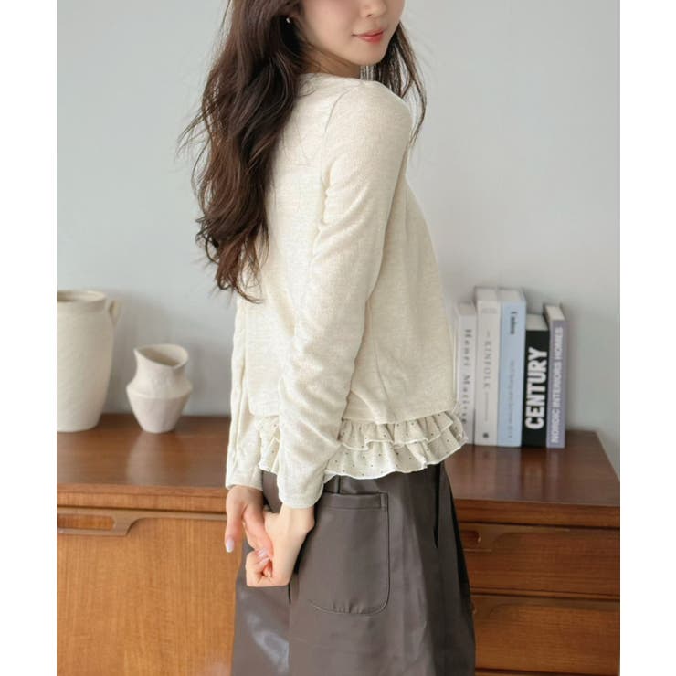 ショートカーディガン×ドットフリルキャミソールアンサンブル | Jewelobe | 詳細画像6 