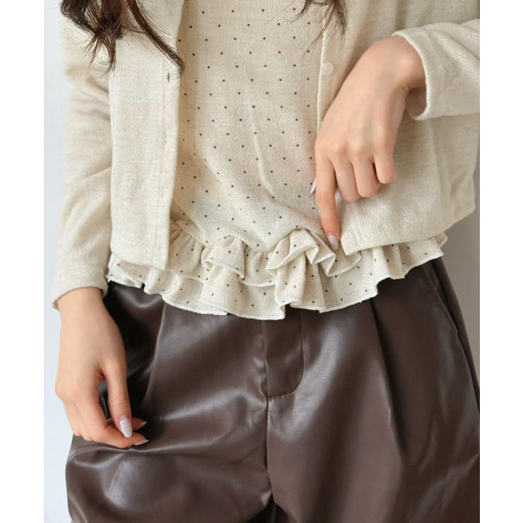 ショートカーディガン×ドットフリルキャミソールアンサンブル | Jewelobe | 詳細画像7 