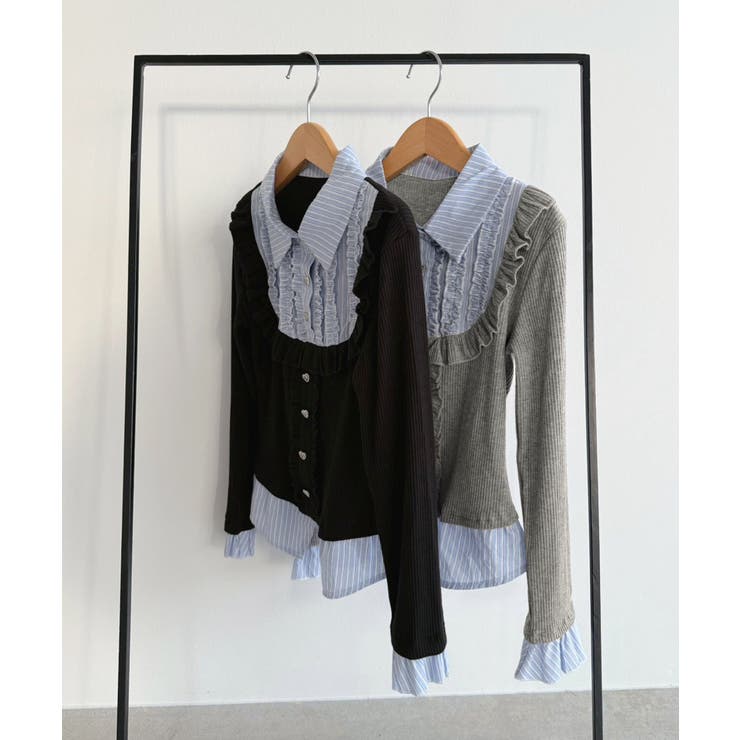 ストライプシャツドッキングカットトップス | Jewelobe | 詳細画像32 