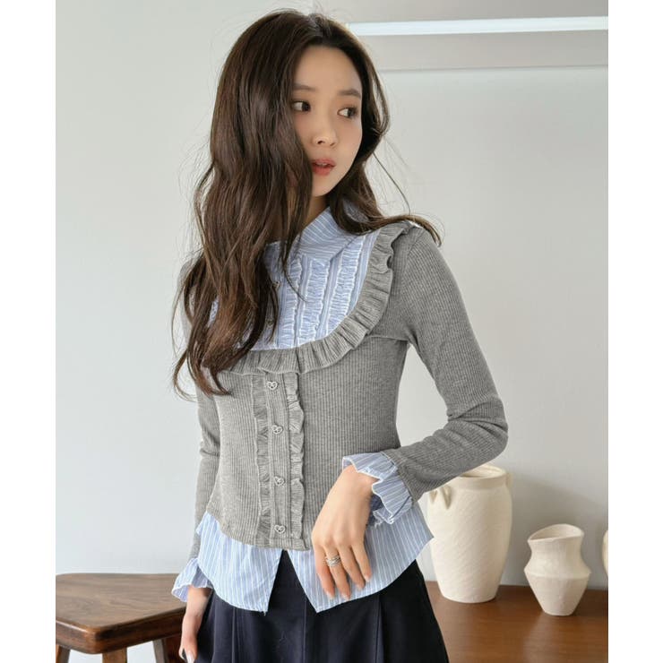 ストライプシャツドッキングカットトップス | Jewelobe | 詳細画像7 