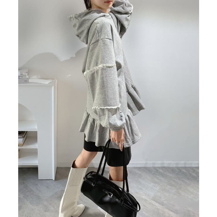 レースディテールスウェットフーディーミニワンピース | Jewelobe | 詳細画像3 