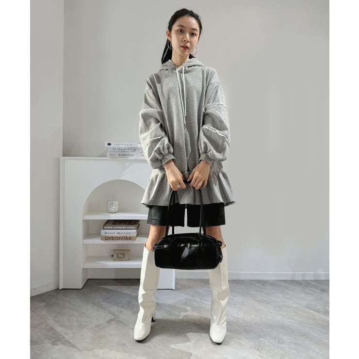 レースディテールスウェットフーディーミニワンピース | Jewelobe | 詳細画像4 