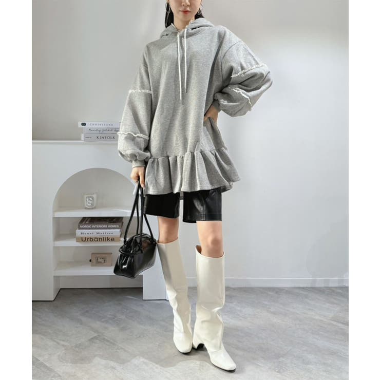 レースディテールスウェットフーディーミニワンピース | Jewelobe | 詳細画像5 