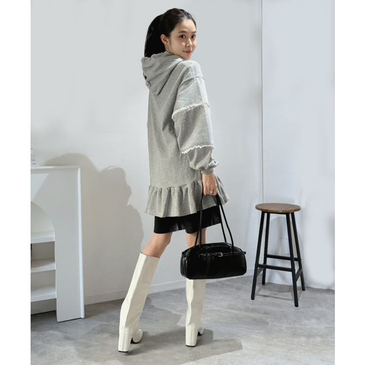 レースディテールスウェットフーディーミニワンピース | Jewelobe | 詳細画像6 