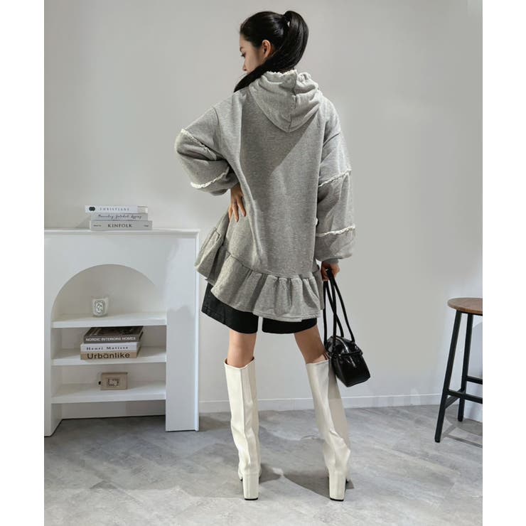 レースディテールスウェットフーディーミニワンピース | Jewelobe | 詳細画像7 