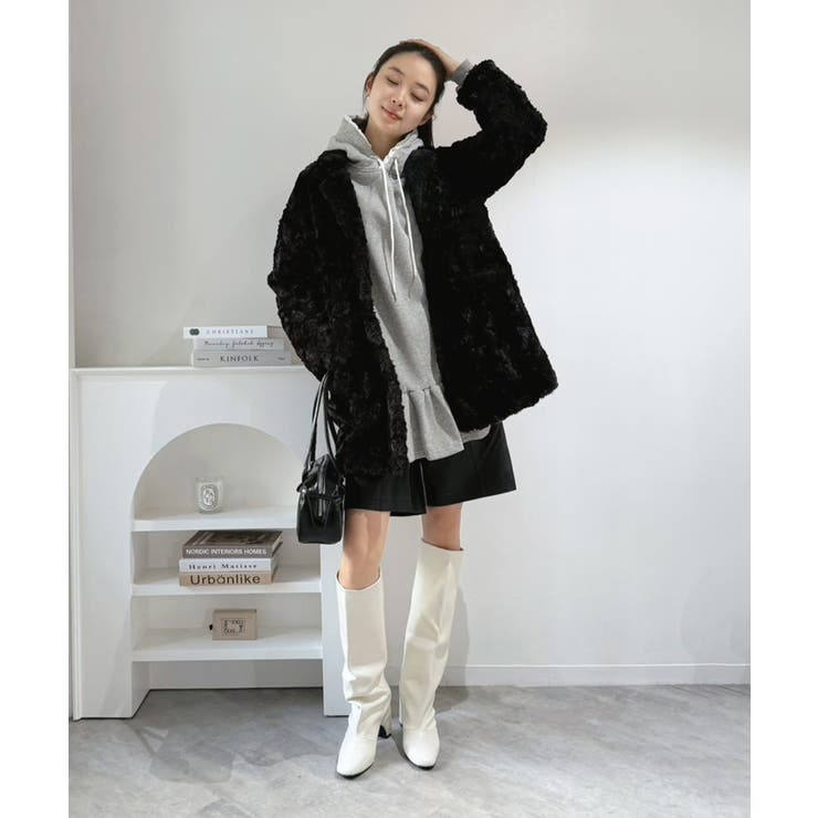 レースディテールスウェットフーディーミニワンピース | Jewelobe | 詳細画像8 