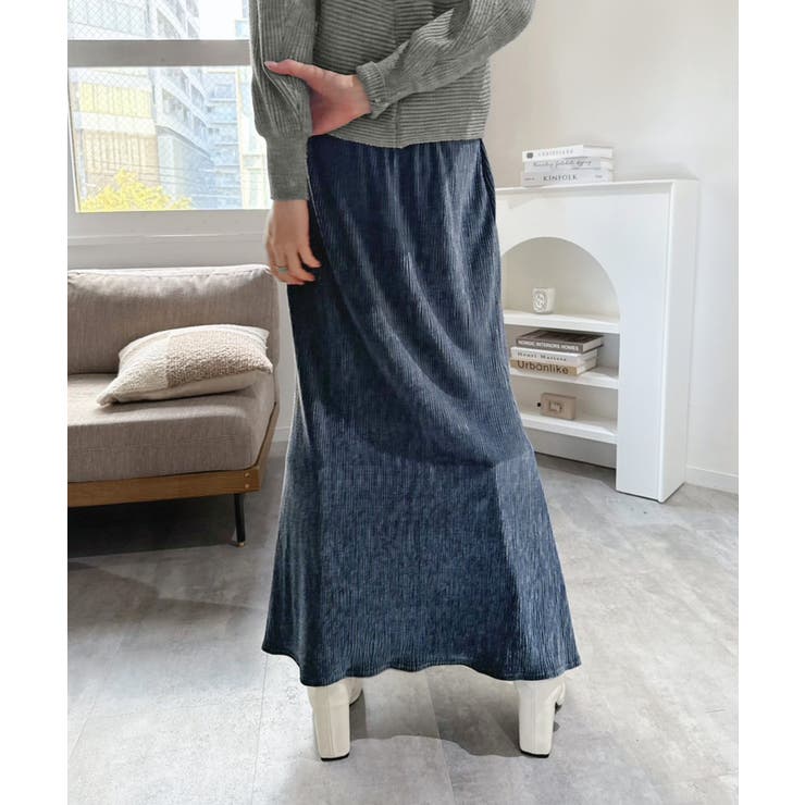 リンクルベロアマキシセミマーメイドスカート | Jewelobe | 詳細画像3 