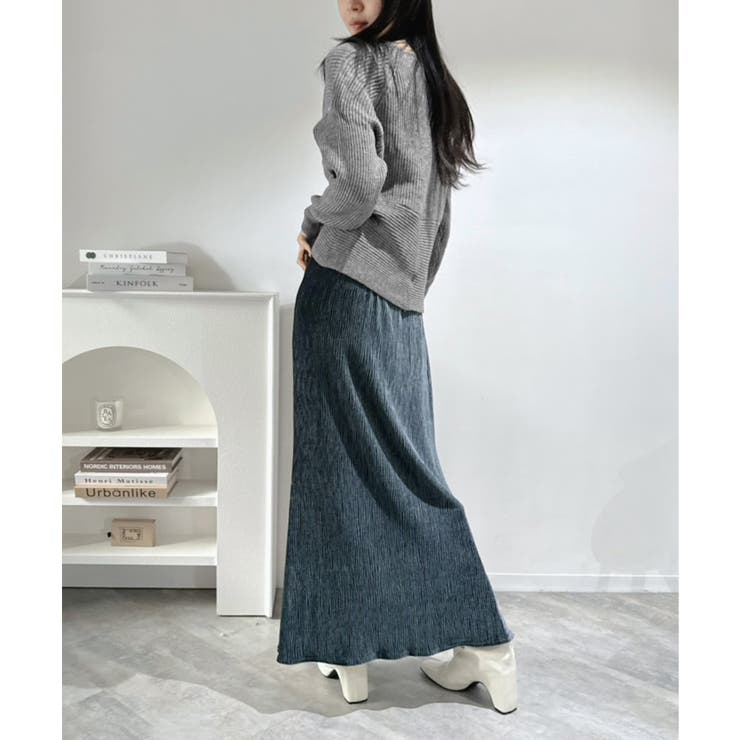 リンクルベロアマキシセミマーメイドスカート | Jewelobe | 詳細画像6 