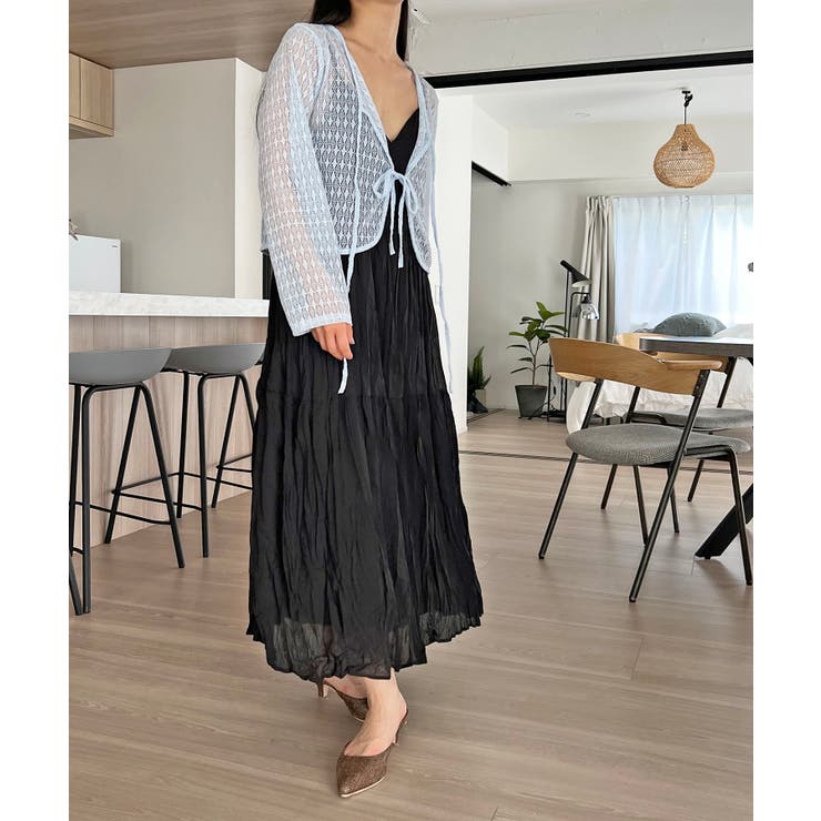 ダブルリボン透かし編みショートカーディガン | Jewelobe | 詳細画像10 