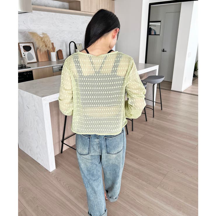 ダブルリボン透かし編みショートカーディガン | Jewelobe | 詳細画像15 