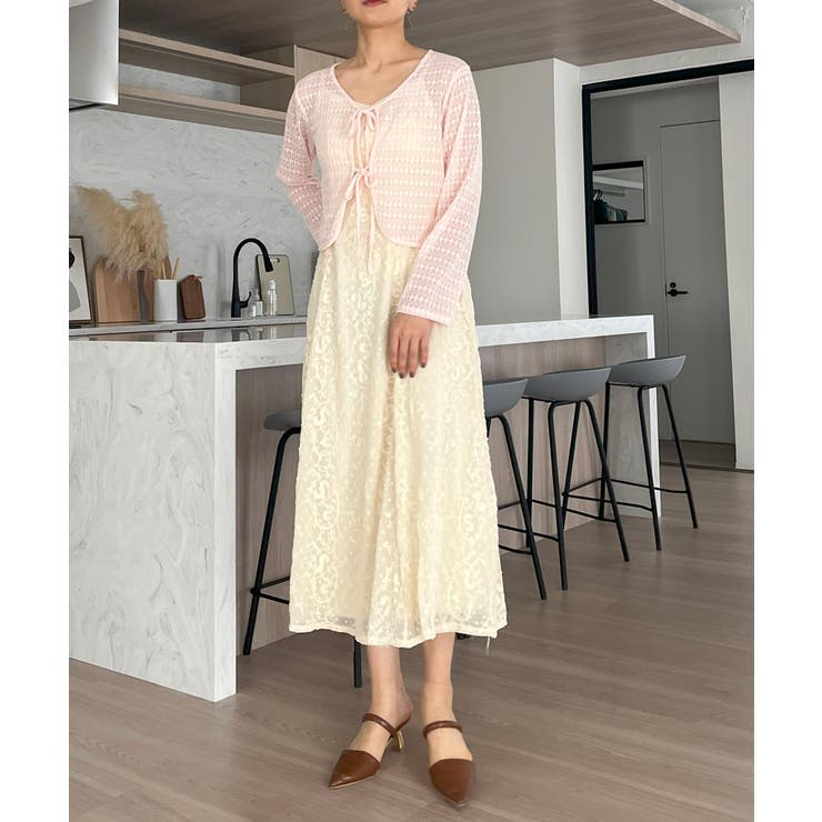 ダブルリボン透かし編みショートカーディガン | Jewelobe | 詳細画像9 