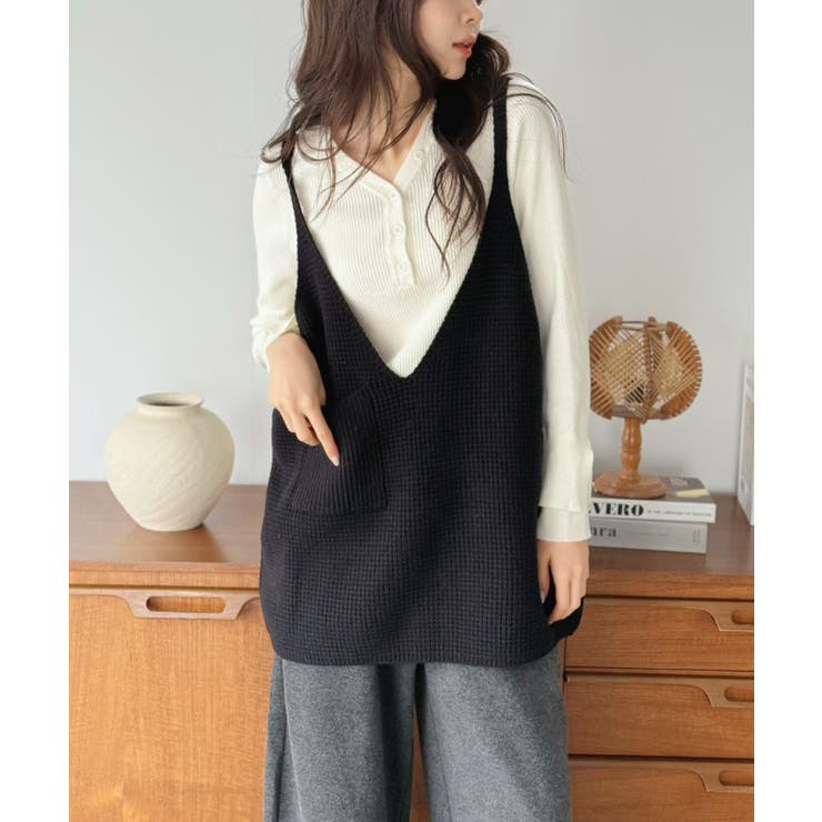ワッフルルーズキャミニットベスト | Jewelobe | 詳細画像24 
