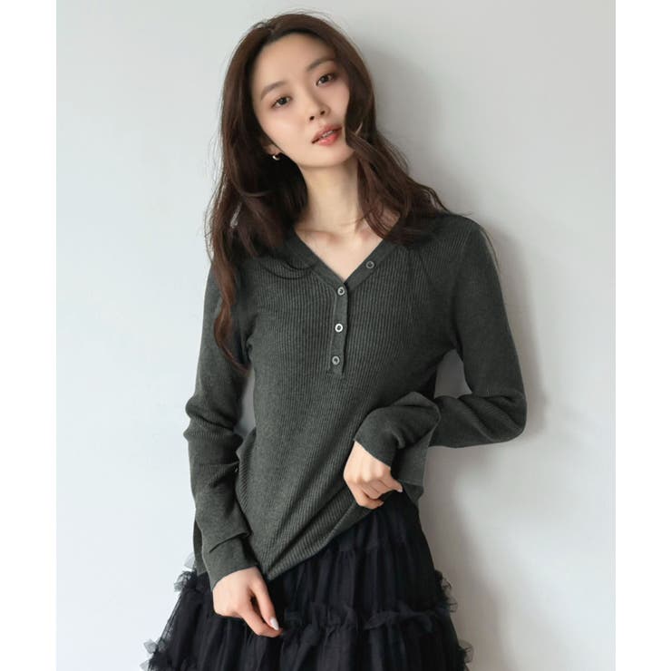 ダブルカフスヘンリーVネックニットトップス | Jewelobe | 詳細画像19 