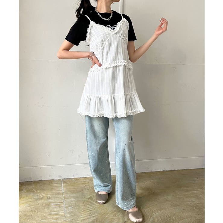 フリル×コットンストライプビスチェディテールキャミチュニック | Jewelobe | 詳細画像11 