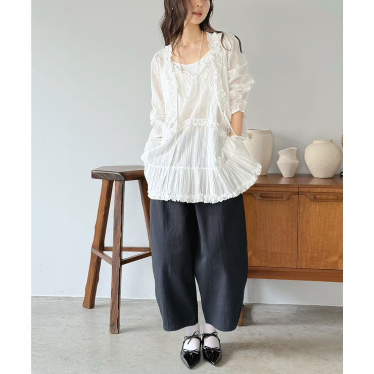 フリル×コットンストライプビスチェディテールキャミチュニック | Jewelobe | 詳細画像14 