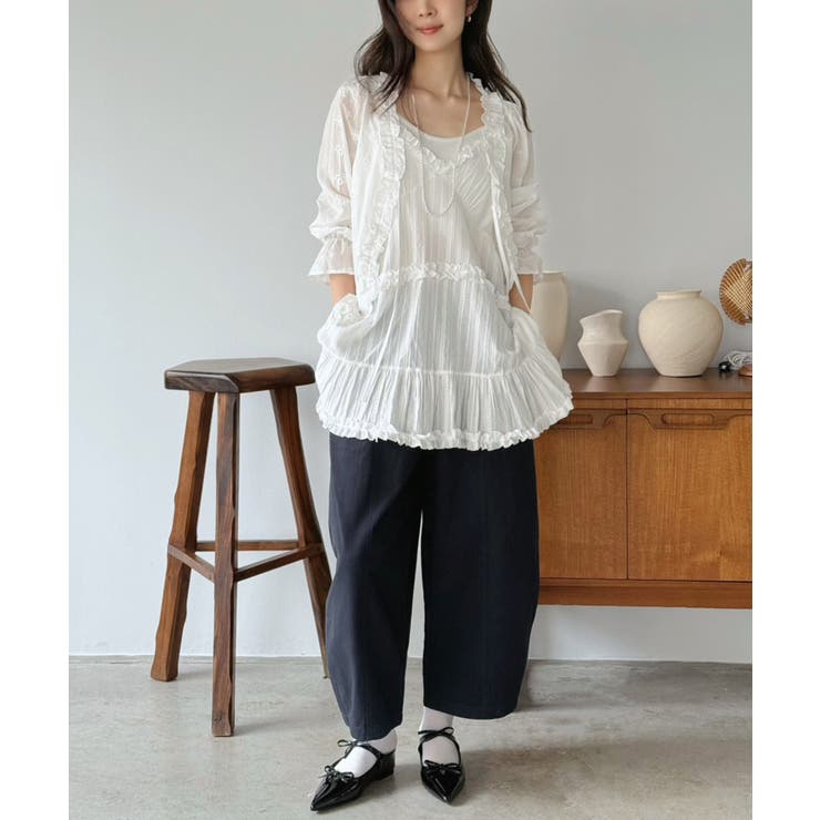 フリル×コットンストライプビスチェディテールキャミチュニック | Jewelobe | 詳細画像15 