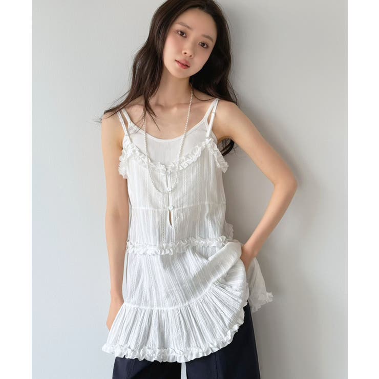 フリル×コットンストライプビスチェディテールキャミチュニック | Jewelobe | 詳細画像4 