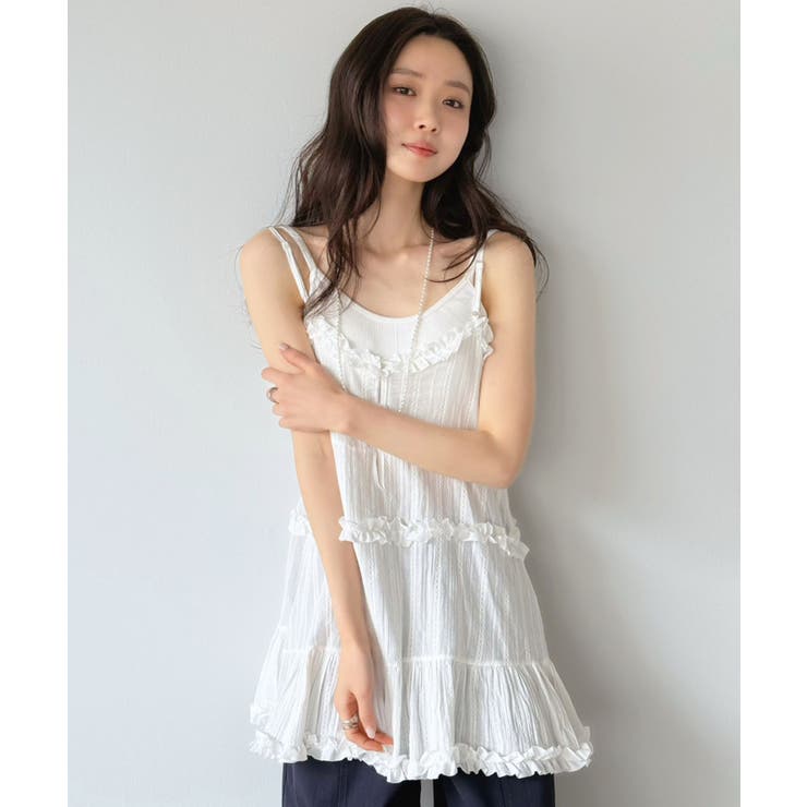 フリル×コットンストライプビスチェディテールキャミチュニック | Jewelobe | 詳細画像5 