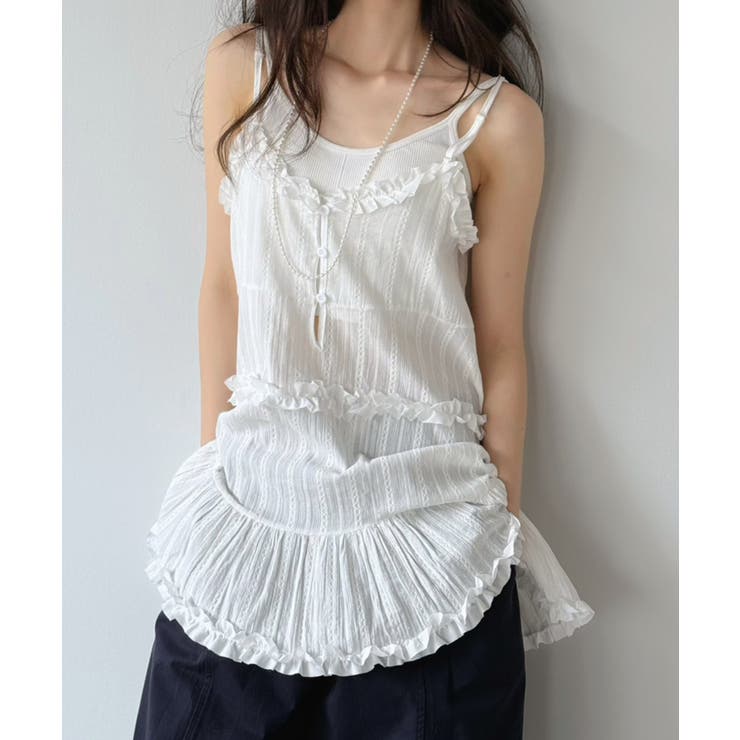 フリル×コットンストライプビスチェディテールキャミチュニック | Jewelobe | 詳細画像6 