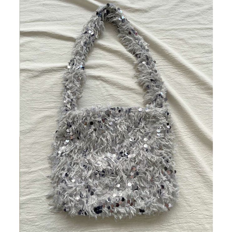 グレー | フェザー×スパンコールショルダーミニバッグ | Jewelobe