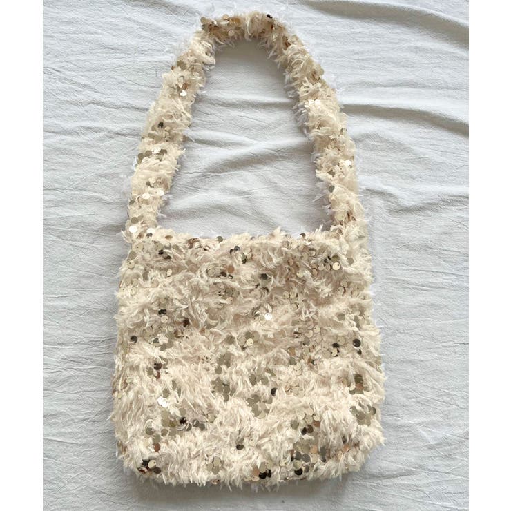 ベージュ | フェザー×スパンコールショルダーミニバッグ | Jewelobe