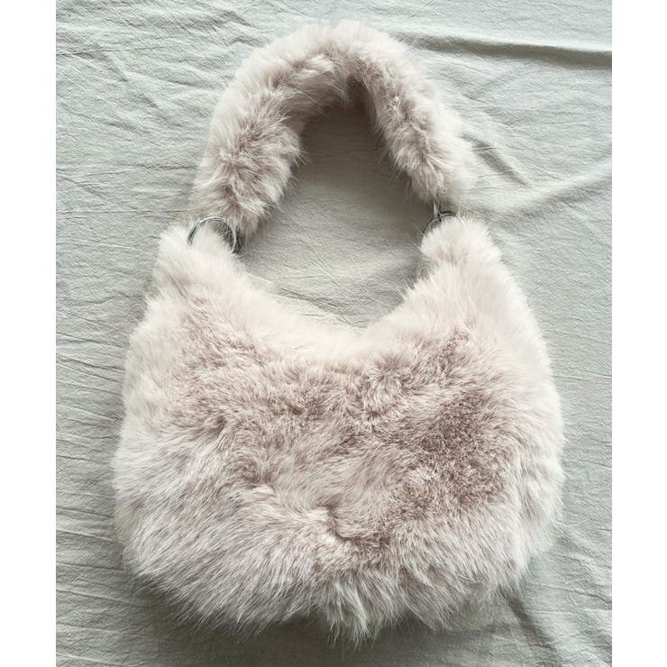 ベージュ | ダブルストラップラウンドフェイクファーバッグ | Jewelobe