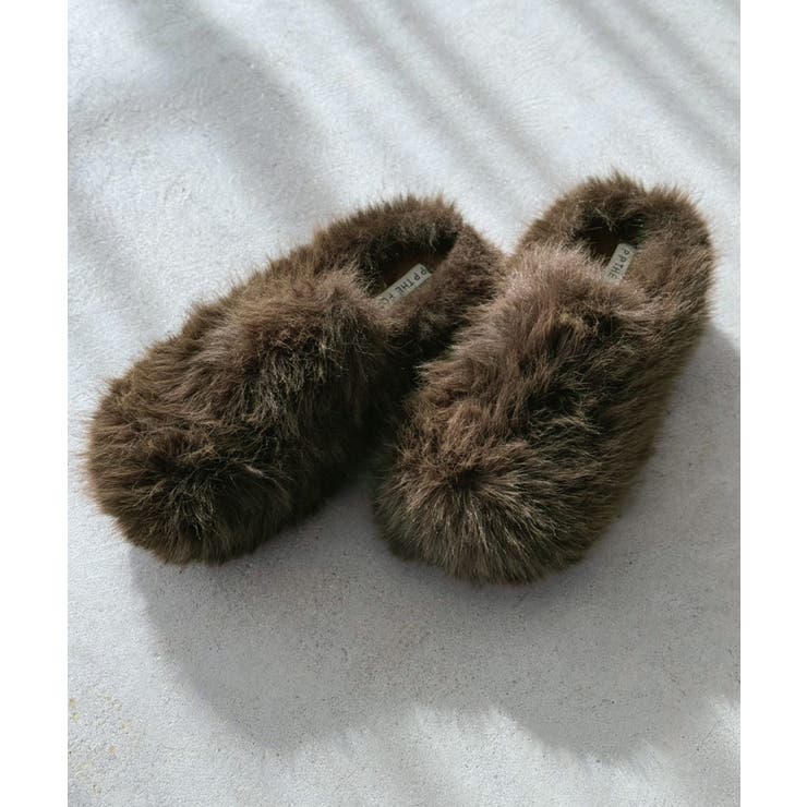 ブラウン | フェイクファーサボサンダル | Jewelobe