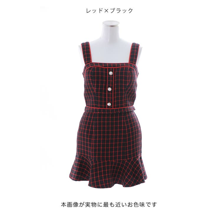 格子チェック柄セットアップ ノースリーブ マーメイド[品番