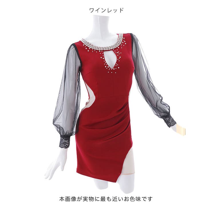 JEWELS フロントジップワンピース ワインレッド Mサイズ