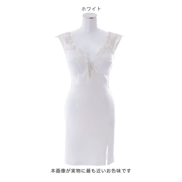 ノースリーブドレス 花柄刺繍 ビジュー[品番：SGRW0000174