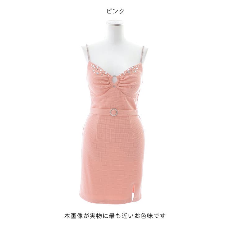 JEWELS ワッフルキャミソールドレス/キャバドレス 送料無料！ワッフルフリルパールキャミソールドレス/キャバ