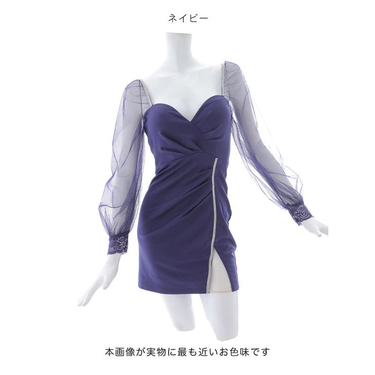 シアースリーブミニドレス タイト スリット[品番：SGRW0000212