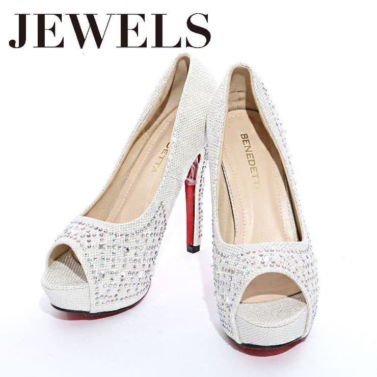 敷き詰められた輝くストーンが豪華に煌めく♪ 12cmヒールオープントゥパンプス | DressShop JEWELS | 詳細画像7 