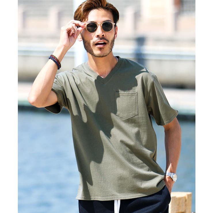 カーキ（Vネック） | Tシャツ メンズ ポケットtシャツ | JIGGYS SHOP