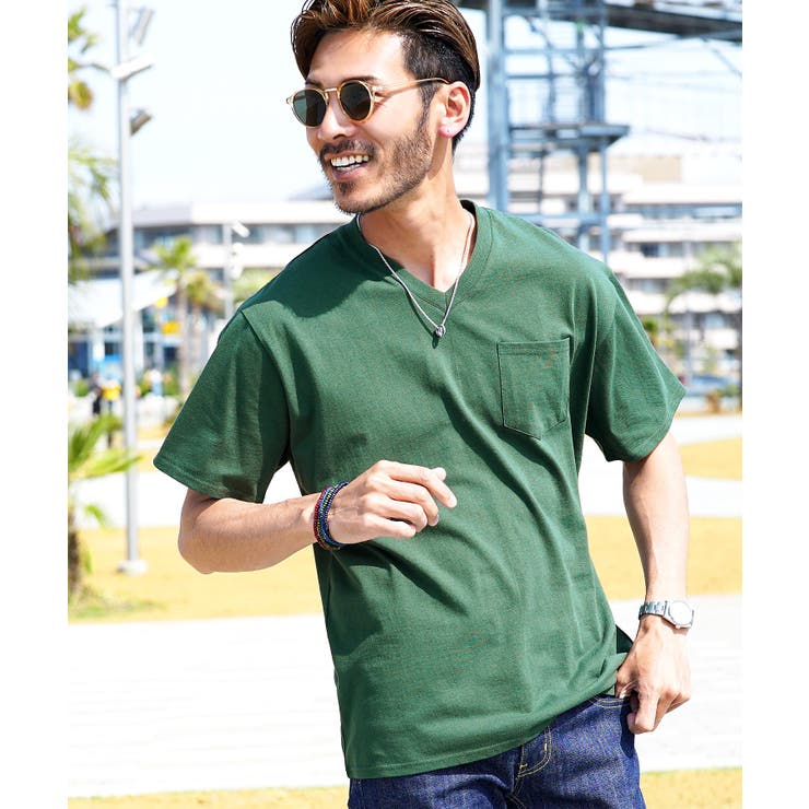 ダークグリーン（Vネック） | Tシャツ メンズ ポケットtシャツ | JIGGYS SHOP