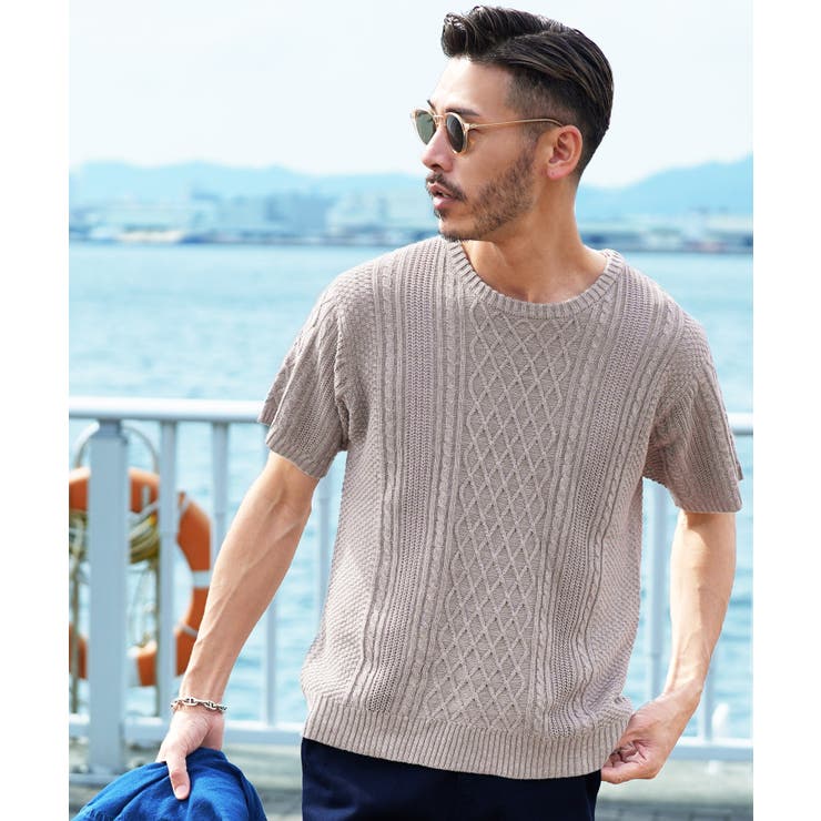 満点の サマーニット メンズ◇フィッシャーマンサマーニット◇春服 春物 トップス