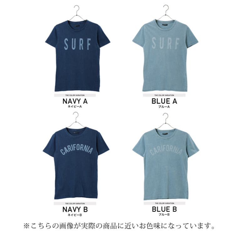 ◇インディゴ抜染プリントクルーネックTシャツ◇[品番：JG000009534