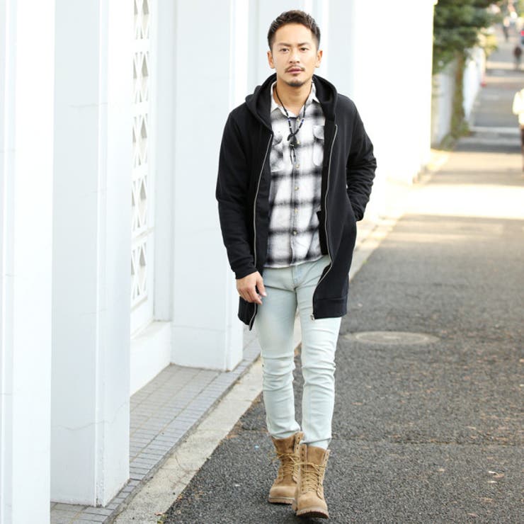 ◇roshell(ロシェル) 裏起毛ロング丈ZIPパーカー◇パーカー メンズ