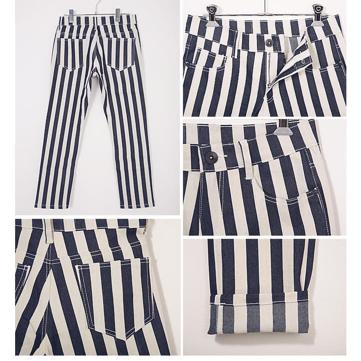◇GENIE BLEU ワイドピッチストライプデニムスキニーパンツ◇お兄系