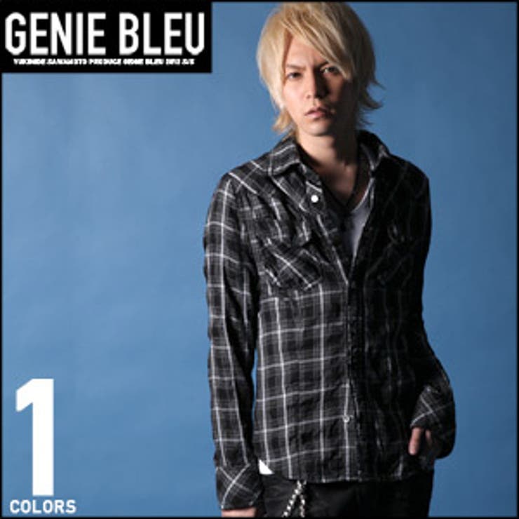 ◇GENIE BLEUWガーゼウエスタンチェック長袖シャツ◇お兄系 Men