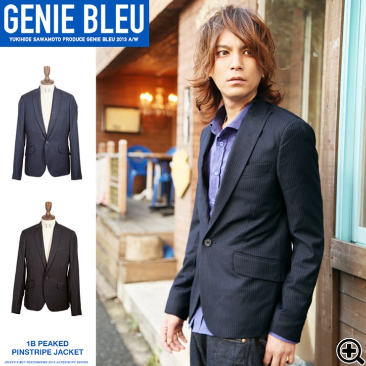 ◇GENIE BLEU 1Bピークドピンストライプジャケット◇お兄系[品番